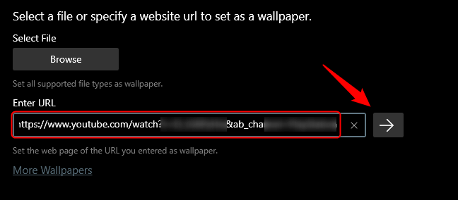 Enter-the-YouTube-URL. كيفية الحصول على خلفيات حية متحركة على Windows 11