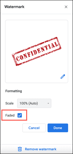 Faded-GoogleDocsWatermark كيفية إدراج صورة كعلامة مائية في Google Docs