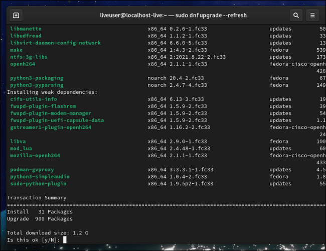 Fedora-dnf-updates كيفية تحديث Fedora Linux