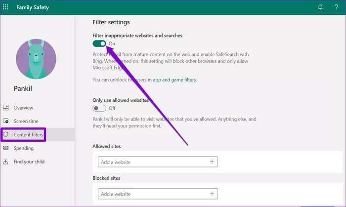 Filter-Inappropriate-Websites-and-Searches_935adec67b324b146ff212ec4c69054f-700x419 4 من أفضل إعدادات الرقابة الأبوية لاستخدامها على Windows 11
