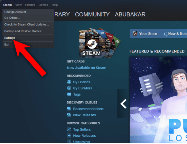 Go-to-steam-settings كيفية مشاركة الألعاب على Steam