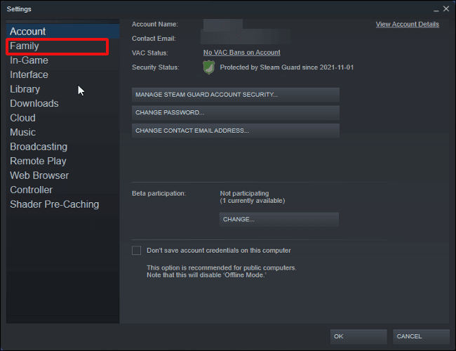 Go-to-the-steam-family-section كيفية مشاركة الألعاب على Steam