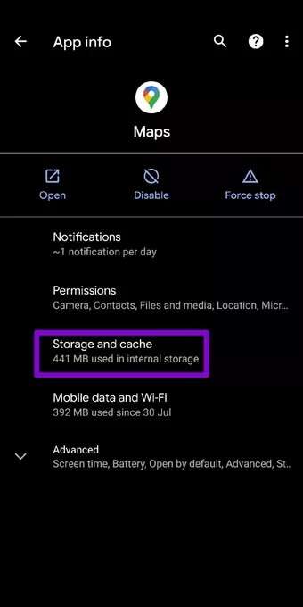 Google-Maps-Storage-and-Cache_7c4a12eb7455b3a1ce1ef1cadcf29289-340x680 أفضل 8 طرق لإصلاح تعطل خرائط Google Maps على Android
