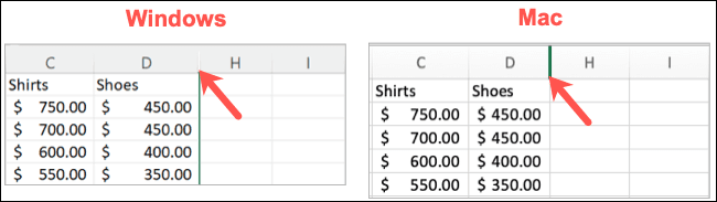 HiddenWindowsMac-ExcelColumns كيفية إخفاء أو إظهار الأعمدة في Microsoft Excel