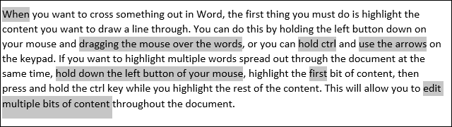 Highlight-multiple-words-in-Word كيفية رسم نص يتوسطه خط في Microsoft Word