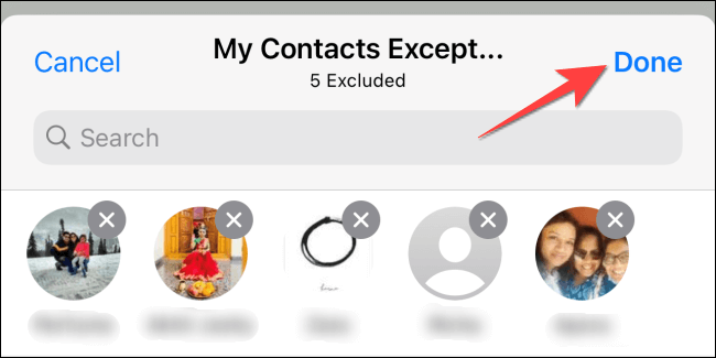Hit-done-after-selecting-contacts-to-exclude كيفية إخفاء حالة WhatsApp الخاصة بك عن أصدقاء محددين