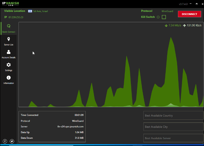 IPVanish-Interface NordVPN مقابل IPVanish: إليك VPN الأفضل ؟