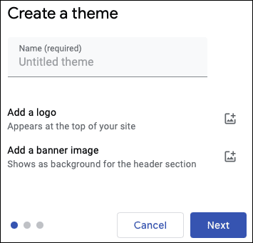 NameTheme-GoogleSitesCustomTheme كيفية تصميم قالب مخصص على Google Sites