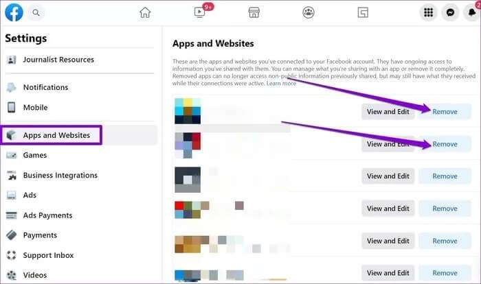 Revoke-Third-Party-Access_935adec67b324b146ff212ec4c69054f-700x414 أفضل 7 طرق لإصلاح استمرار Facebook في تسجيل خروجك