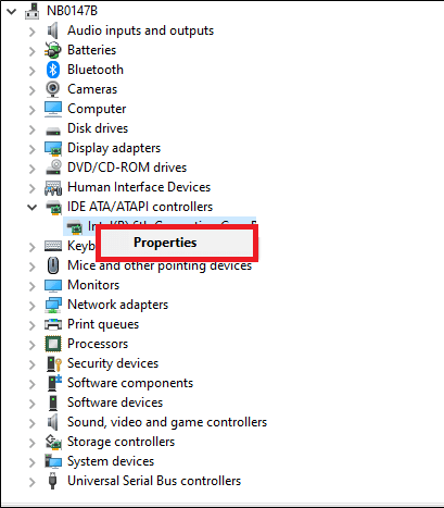 Right-click-IDE-ATA-ATAPI-controllers-and-select-Properties-e1636093191155 إصلاح خطأ في جهاز الإدخال / الإخراج في Windows 10