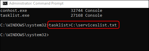 Run-the-export-tasklist-command. كيفية تصدير قائمة العمليات الجارية كملف نصي في Windows 11