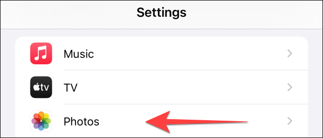 Select-Photos-in-Settings كيفية مسح ذاكرة التخزين المؤقت على iPhone و iPad