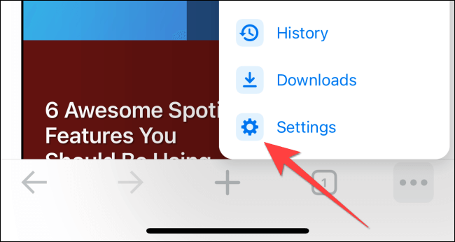 Select-Settings-in-Chrome كيفية مسح ذاكرة التخزين المؤقت على iPhone و iPad