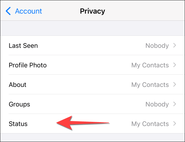 Select-Status كيفية إخفاء حالة WhatsApp الخاصة بك عن أصدقاء محددين