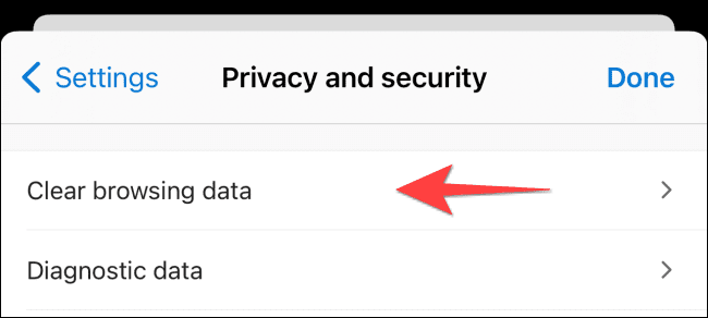 Select-clear-browsing-data-edge كيفية مسح ذاكرة التخزين المؤقت على iPhone و iPad