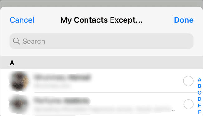 Select-contacts-from-the-list-in-whatsapp كيفية إخفاء حالة WhatsApp الخاصة بك عن أصدقاء محددين