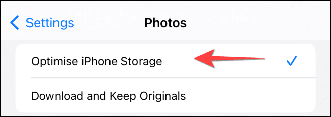 Select-optimize-iphone-storage-for-photos كيفية مسح ذاكرة التخزين المؤقت على iPhone و iPad