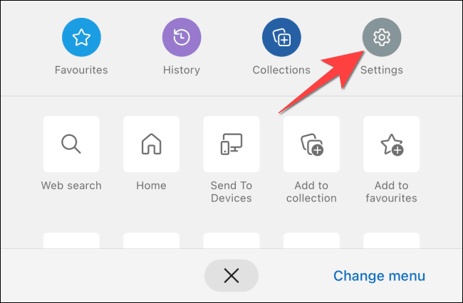 Select-settings-in-Edge كيفية مسح ذاكرة التخزين المؤقت على iPhone و iPad