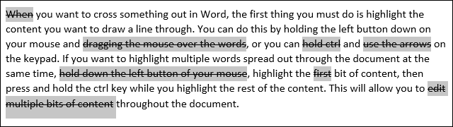 Strikethrough-Words-in-Microsoft-Word كيفية رسم نص يتوسطه خط في Microsoft Word