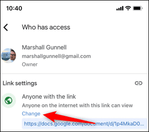 Tap-Change. كيفية إلغاء مشاركة مستند Google Doc