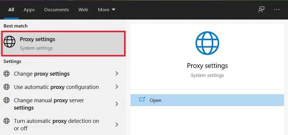 Windows-10.-Search-open-Proxy-Settings-975x457 إصلاح الكمبيوتر المحمول من HP غير متصل بشبكة Wi-Fi