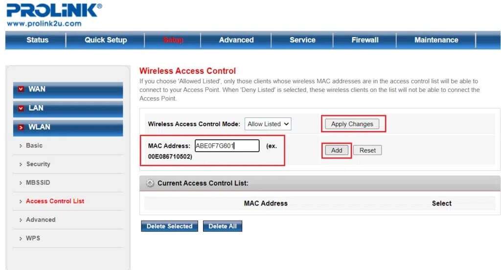 add-MAC-address-in-wireless-access-control-settings-in-PROLINK-ADSL-router-1024x552-1-1024x552 كيفية زيادة سرعة الإنترنت في Windows 11