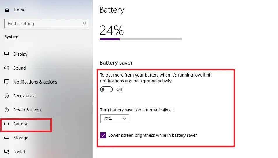 change-the-battery-saver-settings-according-to-you-953x543 إصلاح الكمبيوتر المحمول من HP غير متصل بشبكة Wi-Fi