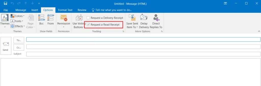 check-request-a-read-receipt-option-in-new-mail-window-of-outlook-program-1024x338-1-1024x338 كيفية إيقاف تشغيل إيصال قراءة البريد الإلكتروني في Outlook