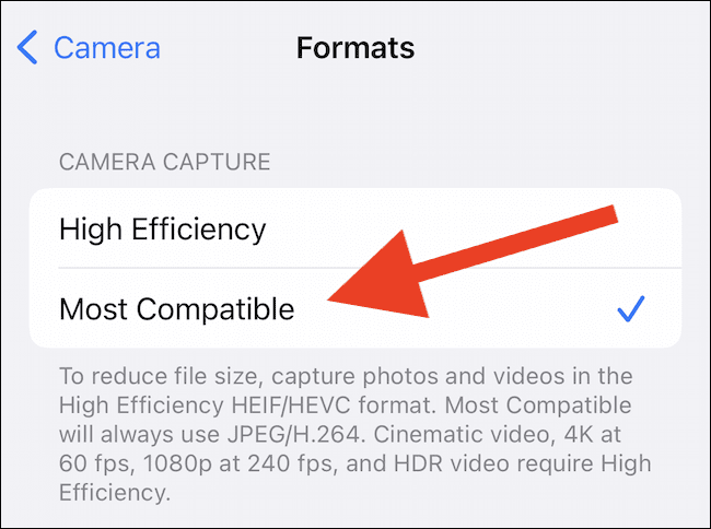 كيفية جعل iPhone يستخدم ملفات JPG و MP4 بدلاً من HEIF و HEIC و HEVC - %categories