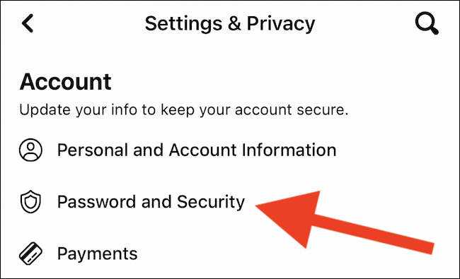 choose-the-password-and-security-option كيفية تغيير كلمة مرور Facebook الخاصة بك