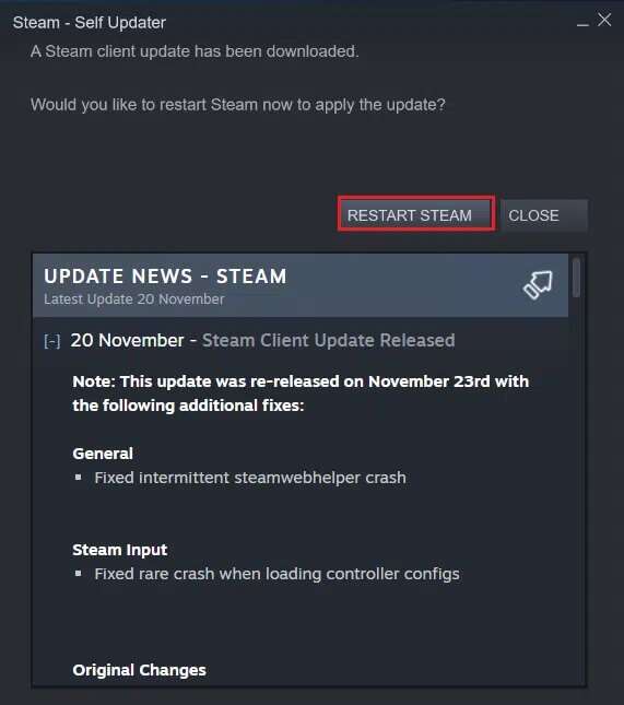 click-on-Restart-Steam-to-apply-update-571x645 إصلاح فشل تحميل صورة Steam
