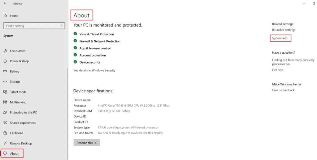 click-on-System-info-in-About-section-1024x516-1-1024x516 قائمة بحث ابدأ على Windows 10 لا تعمل إليك كيفية إصلاحها