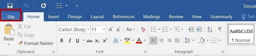 click-on-file-on-the-top-left-corner-of-the-screen-847x187 حل مشكلة توقف Microsoft Office Word عن العمل Windows 10
