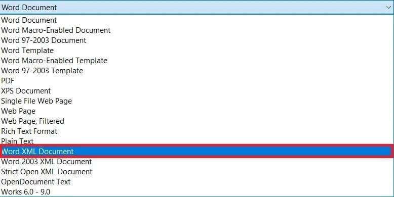 click-on-save-as-type-and-select-word-xml-document-778x390 كيفية إزالة العلامات المائية من مستندات Word