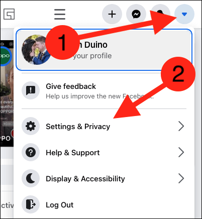 click-on-the-drop-down-arrow-and-select-settings-privacy كيفية تغيير كلمة مرور Facebook الخاصة بك