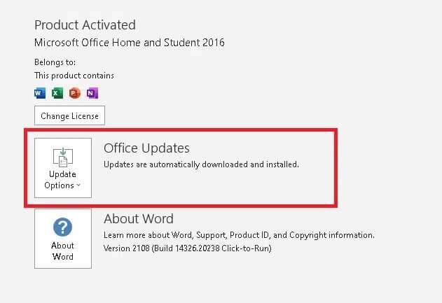 click-on-update-options-next-to-office-updates--631x433 حل مشكلة توقف Microsoft Office Word عن العمل Windows 10