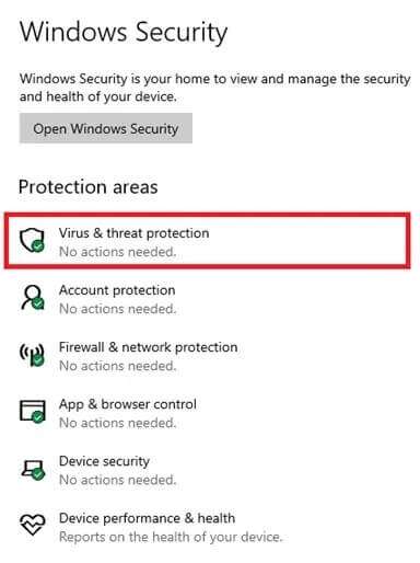 click-on-virus-and-threat-protection-option-under-pr-384x514 إصلاح وميض شريط مهام Windows 10