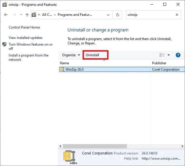 click-on-winzip-and-select-uninstall-option--641x576 هل برنامج WinZip آمن