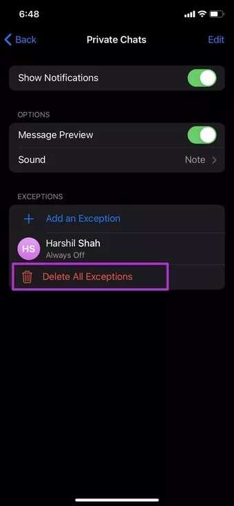 delete-exception_7c4a12eb7455b3a1ce1ef1cadcf29289-340x736 أفضل 9 طرق لإصلاح عدم عرض Telegram الإشعارات على iPhone