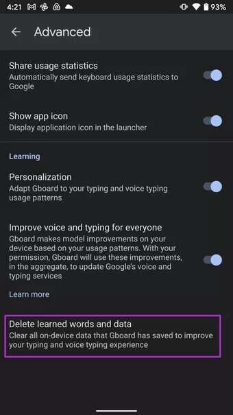 delete-learned-words_7c4a12eb7455b3a1ce1ef1cadcf29289-340x605 أفضل 7 طرق لإصلاح توقف لوحة مفاتيح Android (AOSP)