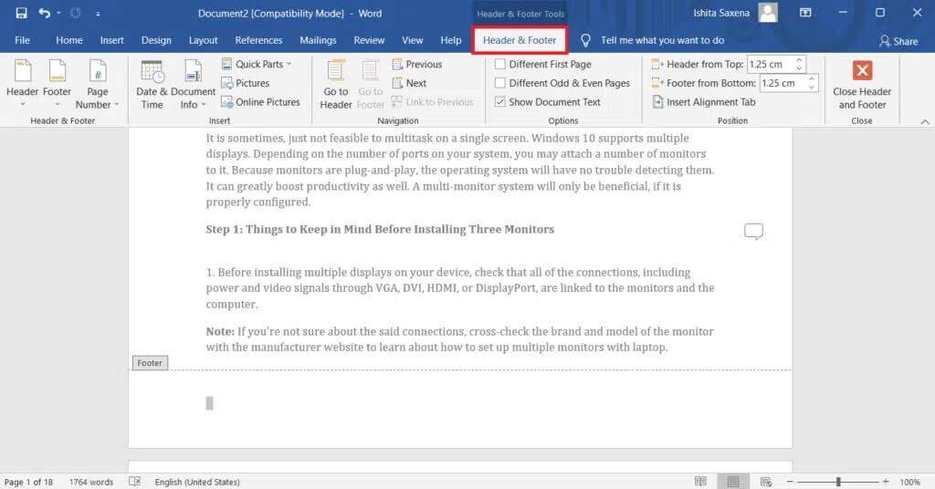 double-click-on-the-bottom-of-the-page-to-open-hea-1024x536-1-1024x536 كيفية إزالة العلامات المائية من مستندات Word