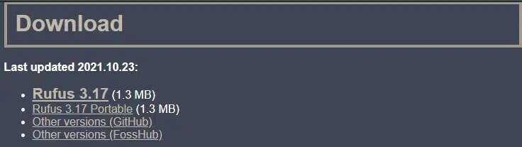 download-options-for-rufus-736x207 كيفية إنشاء محرك أقراص USB قابل للتشغيل بنظام Windows 11