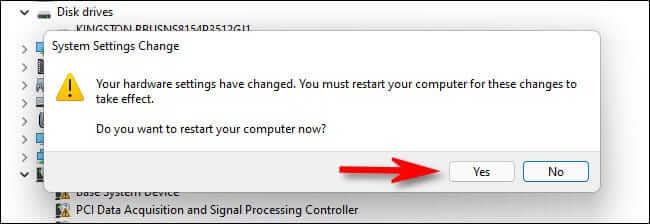 drivers_restart_now_click_yes-650x224 كيفية تحديث برامج التشغيل على Windows 11