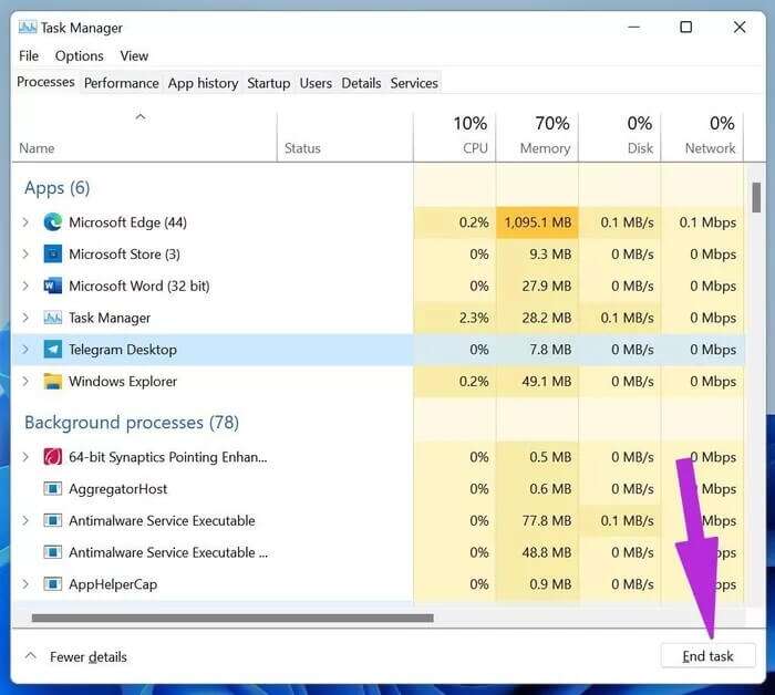 end-task-for-telegram_935adec67b324b146ff212ec4c69054f-700x628 أفضل 8 طرق لإصلاح تعطل Telegram على Windows 10 و Windows 11