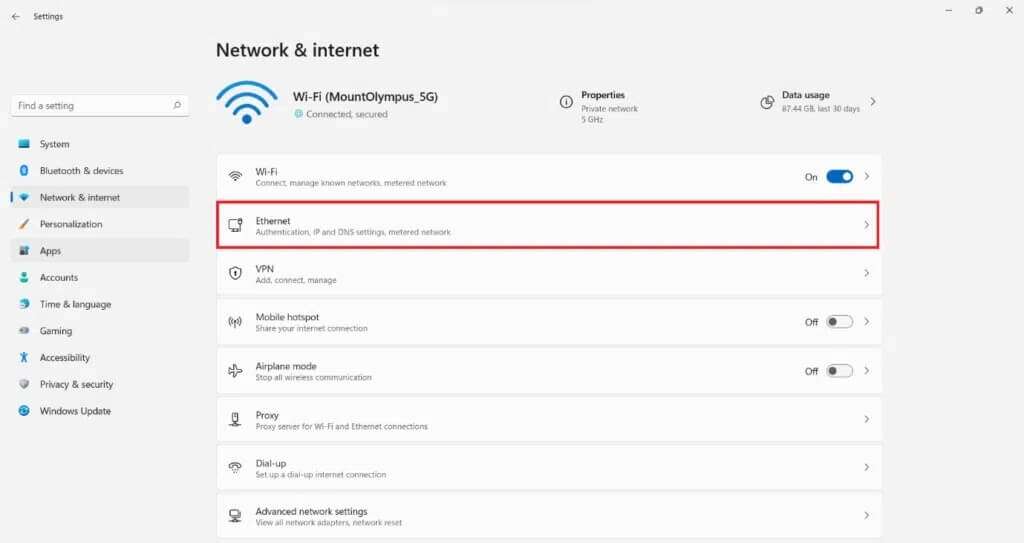 ethernet-in-network-and-internet-section-1024x543-1-1024x543 كيفية تغيير خادم DNS على Windows 11