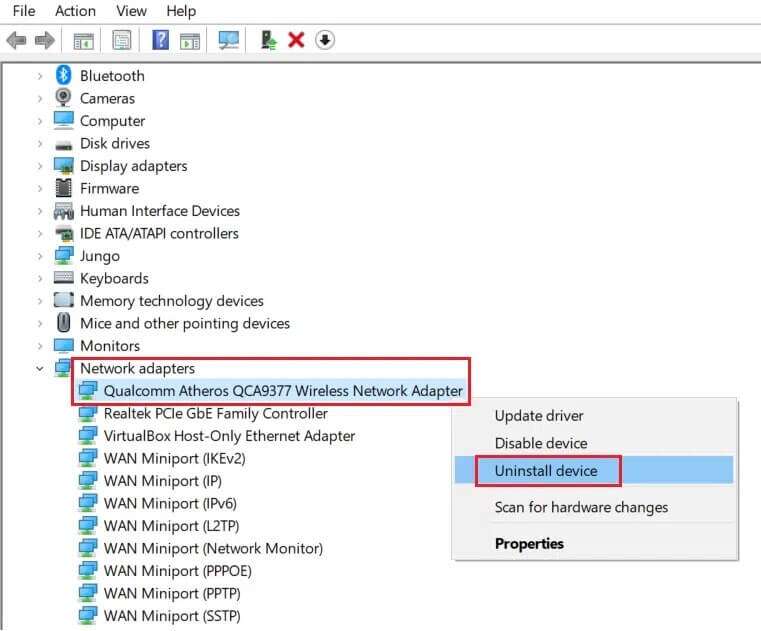 expand-network-adapters-then-right-click-on-your-network-driver-and-click-on-uninstall-device-in-device-manager-761x631 إصلاح الكمبيوتر المحمول من HP غير متصل بشبكة Wi-Fi