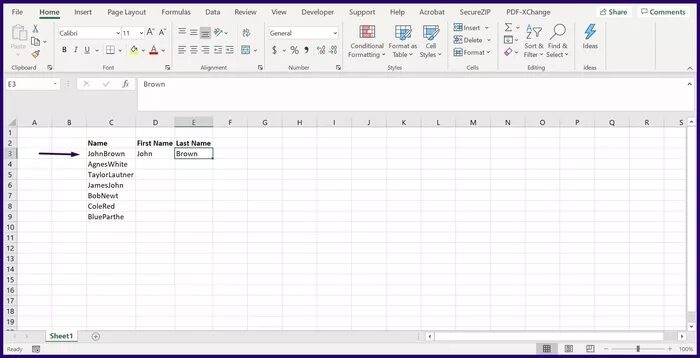 how-to-split-text-or-data-in-microsoft-excel-step-2_935adec67b324b146ff212ec4c69054f أفضل 3 طرق لتقسيم النص أو البيانات في Microsoft Excel