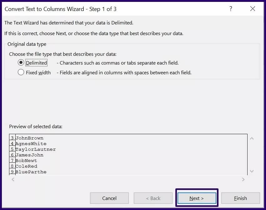 how-to-split-text-or-data-in-microsoft-excel-step-6_4d470f76dc99e18ad75087b1b8410ea9 أفضل 3 طرق لتقسيم النص أو البيانات في Microsoft Excel