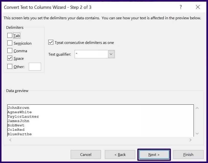how-to-split-text-or-data-in-microsoft-excel-step-7_4d470f76dc99e18ad75087b1b8410ea9 أفضل 3 طرق لتقسيم النص أو البيانات في Microsoft Excel