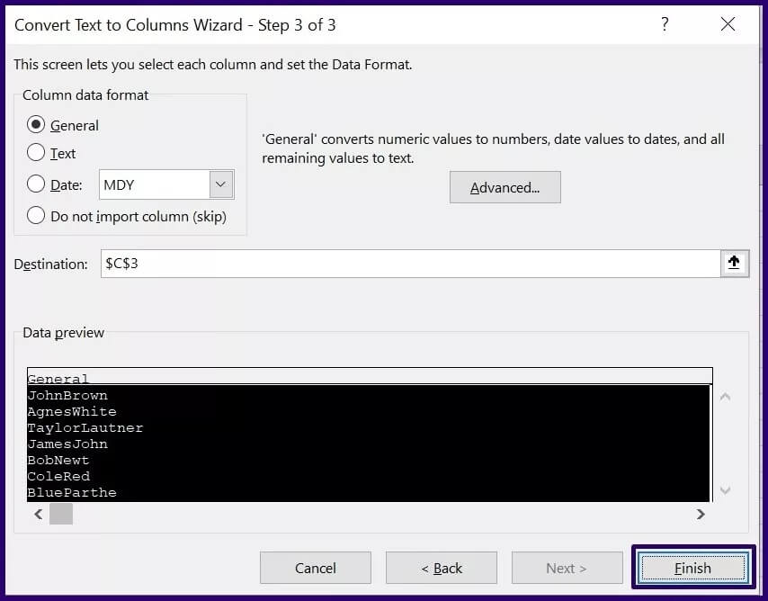 how-to-split-text-or-data-in-microsoft-excel-step-9_4d470f76dc99e18ad75087b1b8410ea9 أفضل 3 طرق لتقسيم النص أو البيانات في Microsoft Excel